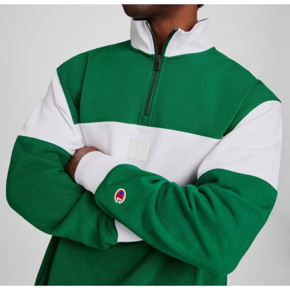 Champion Quarter Zip Pullover Mens Large Green White NWT Tennis Club Graphic Tee - Picture 6 of 8